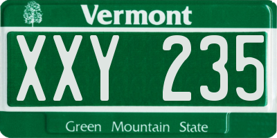 VT license plate XXY235