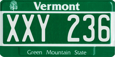 VT license plate XXY236