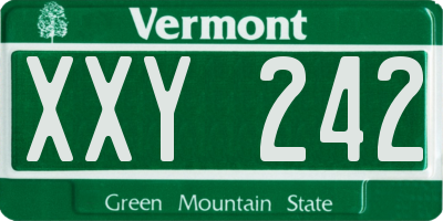 VT license plate XXY242