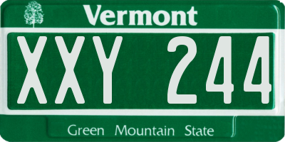 VT license plate XXY244