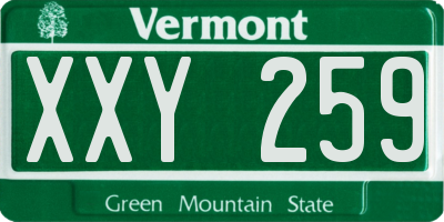 VT license plate XXY259