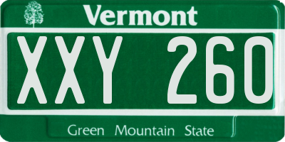 VT license plate XXY260