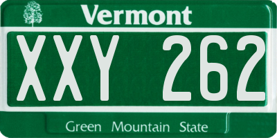 VT license plate XXY262