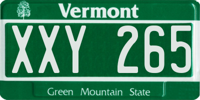 VT license plate XXY265