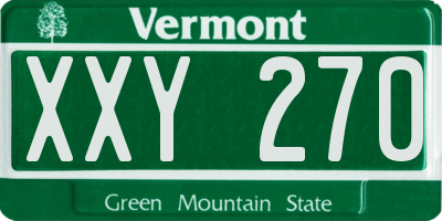 VT license plate XXY270