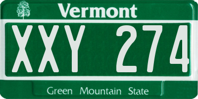 VT license plate XXY274