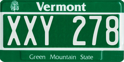 VT license plate XXY278