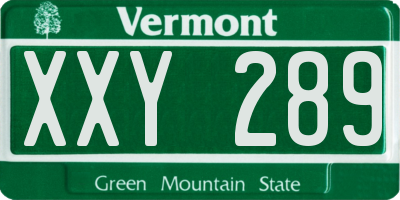 VT license plate XXY289