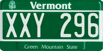 VT license plate XXY296
