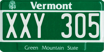 VT license plate XXY305