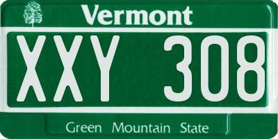 VT license plate XXY308