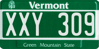 VT license plate XXY309