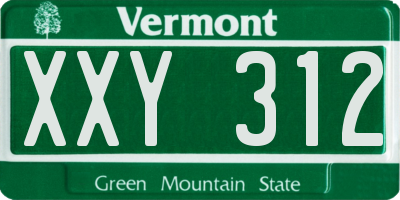 VT license plate XXY312