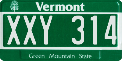 VT license plate XXY314
