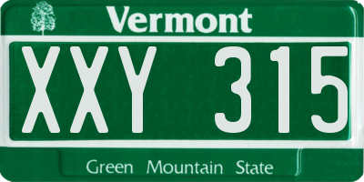 VT license plate XXY315