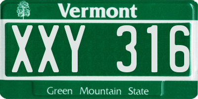 VT license plate XXY316
