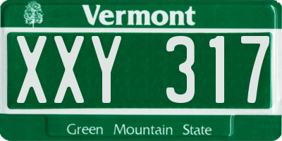 VT license plate XXY317