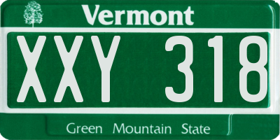 VT license plate XXY318