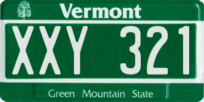 VT license plate XXY321
