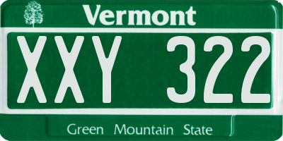 VT license plate XXY322