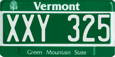 VT license plate XXY325