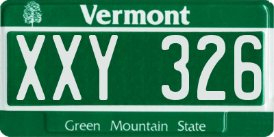 VT license plate XXY326