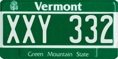 VT license plate XXY332