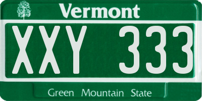 VT license plate XXY333