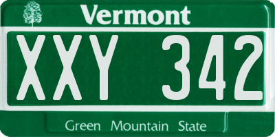 VT license plate XXY342