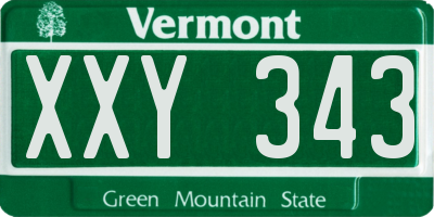 VT license plate XXY343