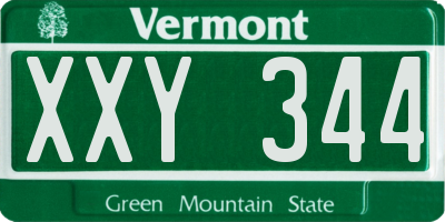 VT license plate XXY344