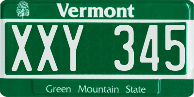 VT license plate XXY345