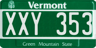 VT license plate XXY353