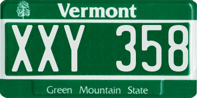 VT license plate XXY358