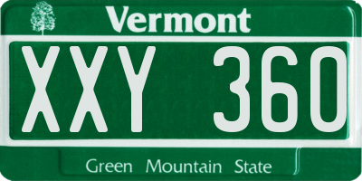 VT license plate XXY360