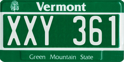VT license plate XXY361