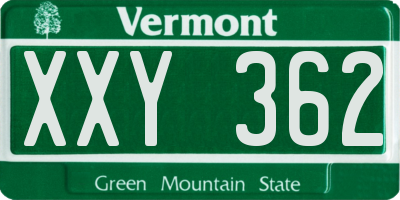 VT license plate XXY362