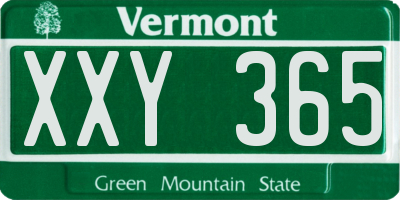VT license plate XXY365