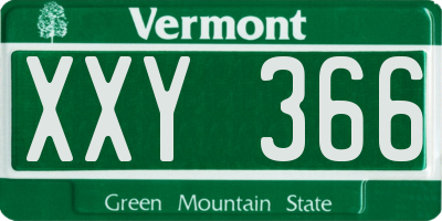 VT license plate XXY366