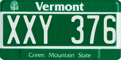 VT license plate XXY376