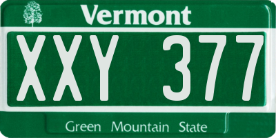 VT license plate XXY377