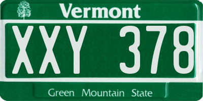 VT license plate XXY378