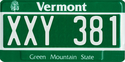 VT license plate XXY381