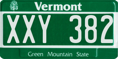VT license plate XXY382