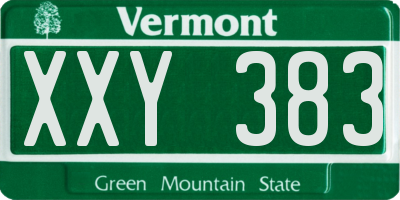 VT license plate XXY383
