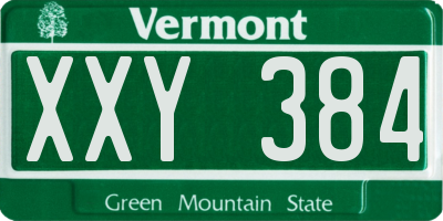 VT license plate XXY384