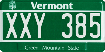 VT license plate XXY385