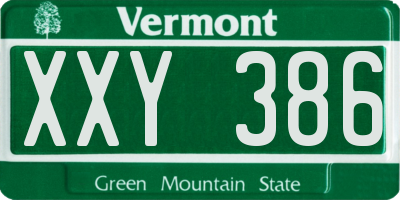 VT license plate XXY386