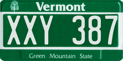 VT license plate XXY387
