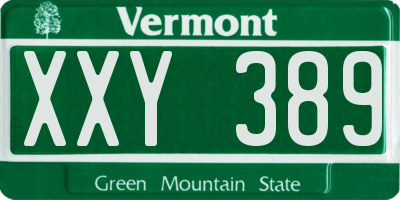 VT license plate XXY389